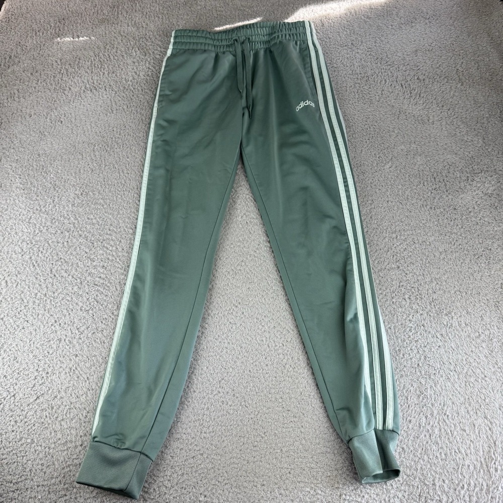 Adidas Joggers Womens Small Green 3 Stripe Active Drawstring Gym